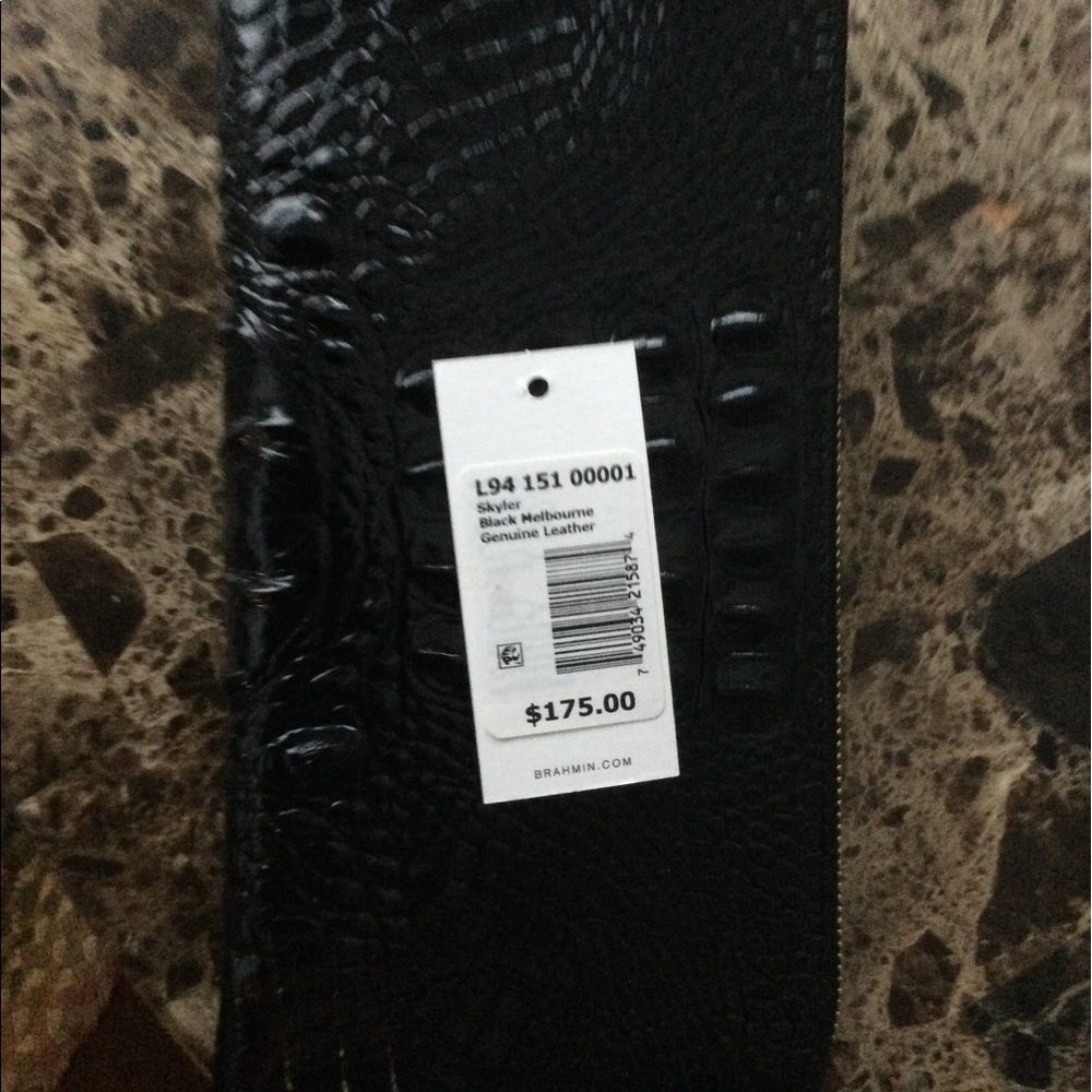 New Brahmin leather clutch black  travel Skyler wallet